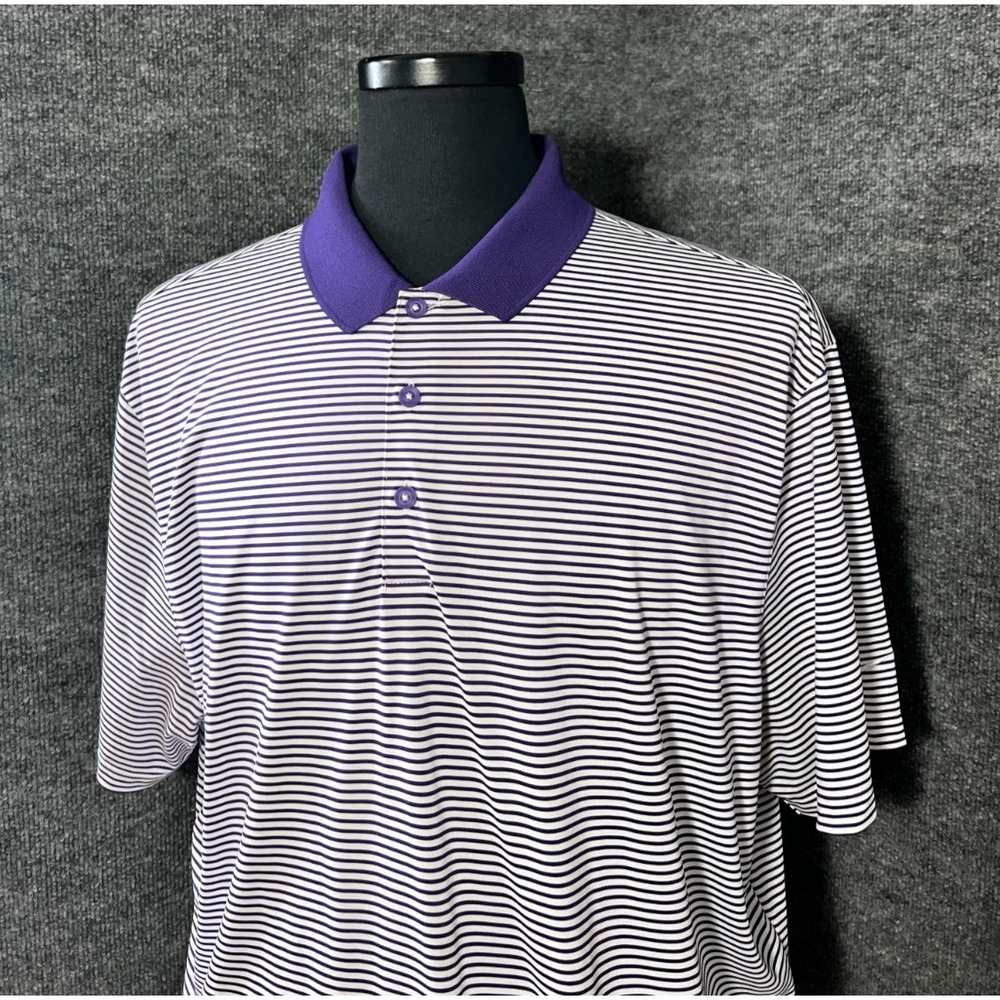 Nike Golf Dry-Fit Purple White Stripe Polo Logo Shirt Size XXLarge